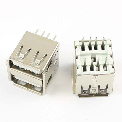USB Connector on PCB “A” Type Female -Through Hole- 2 Port 8pin